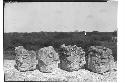 Caracol. 4 incensarios on parapet, upper platfrom, numbered from l. to r. 20,19,