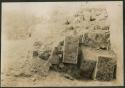 Temple of Chac Mool, sections of columns re-used in fill