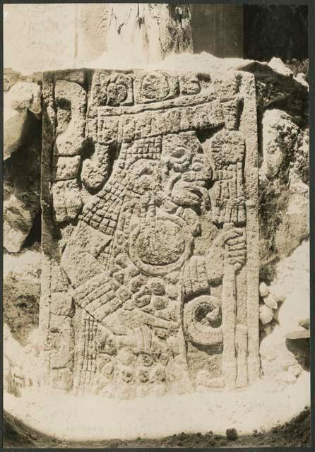 Temple of Chac Mool, sculptured and painted column