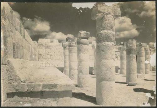 North Colonnade, entrance from Northwest Colonnade, showing bench along south and west walls