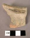 Pottery jar rim - "Urfirnis", probably zoned mottling, possibly partial coating