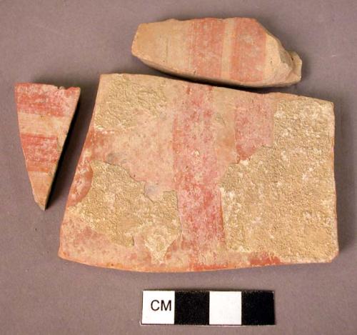 5 potsherds - red bands