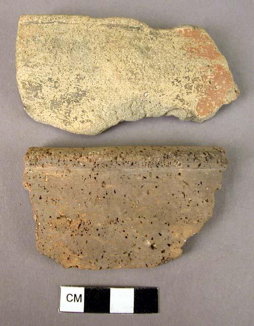 2 pottery bowl rim sherds