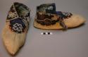 Pair of man's deerskin moccasins - ankle band, front piece & toe piece decorated