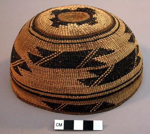 Twined basketry cap