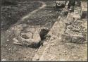 Temple of the Wall Panels, carved serpent head at base of south balustrade