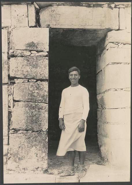 Santiago Cupul of Piste, smiling in doorway