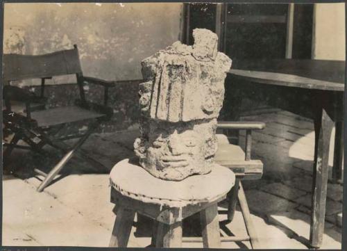 Coba, stucco head, front view