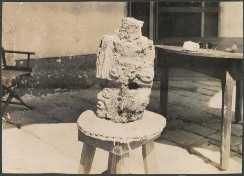 Coba, stucco head, side view