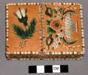 Rectangular birch bark card case with moosehair decoration