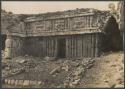 Labna, detail of south facade doorways, Structure I, center wing, room 22