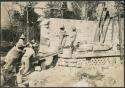 Temple of Three Lintels, northwest exterior corner under repair