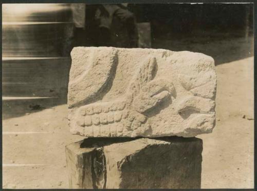 Temple of Chac Mool, sculptured stone from fill