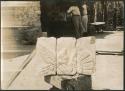 Temple of Chac Mool, sculptured stones from fill