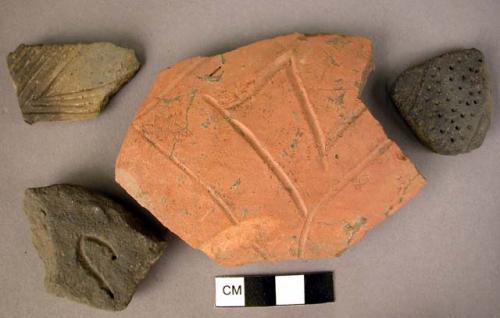 7 miscellaneous body sherds-4 with incised designs