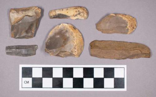 Chipped stone, primary flake and blade fragments