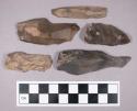 Chipped stone, uniface blade fragments