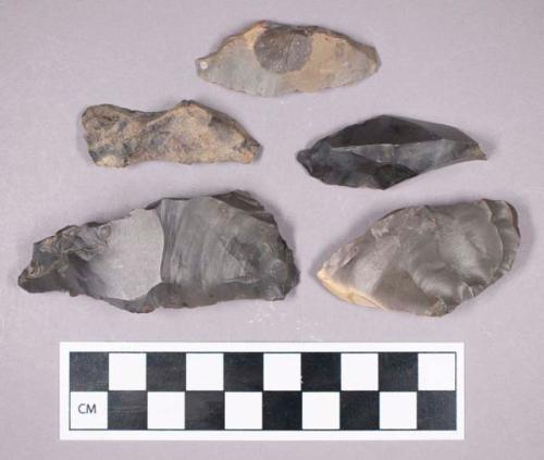 Chipped stone, blade fragments with retouched edge