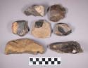 Chipped stone, core fragments, some with cortex