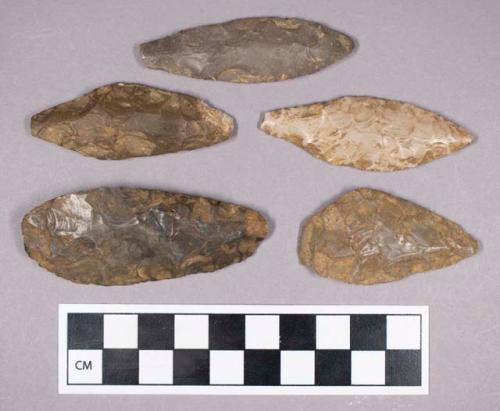 Chipped stone, ovate, lanceolate, and triangular biface fragments