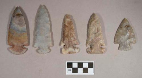 Chipped stone, projectile points, side-notched and corner-notched