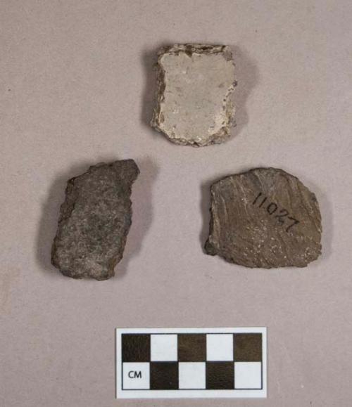 Ceramic, earthenware body sherds, undecorated and cord-impressed