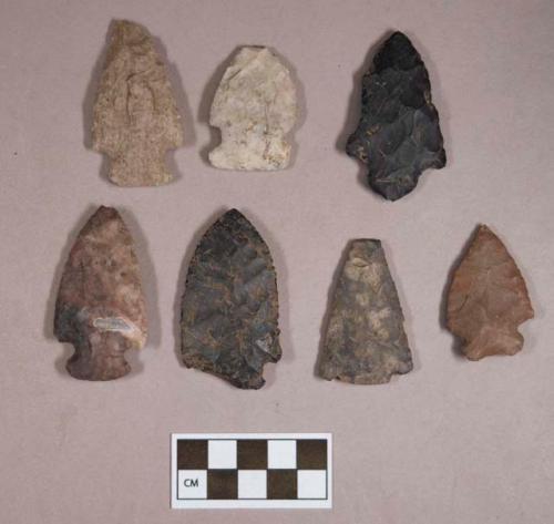 Chipped stone, projectile points, corner-notched and side-notched