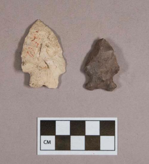 Chipped stone, projectile points, corner-notched, bifurcated base