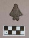 Chipped stone, projectile point, stemmed, bifurcated base