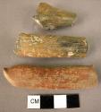 3 fragments of pottery wishbone handles