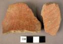 2 potsherds - scatter burnish (Wace & Thompson, 1912, Type A1, B1, or #3)