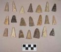 Chipped stone, projectile points, triangular and lanceolate; perforators
