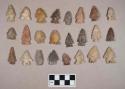 Chipped stone, projectile points, corner-notched, side-notched, and stemmed