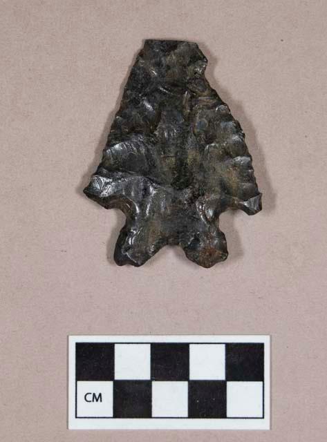 Chipped stone, projectile point, corner-notched, bifucated base