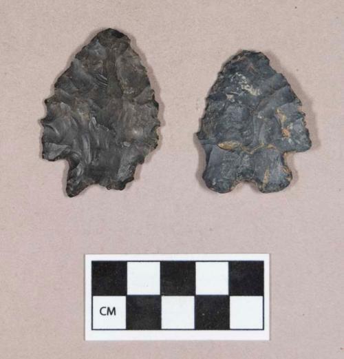 Chipped stone, projectile points, corner-notched, bifurcated base