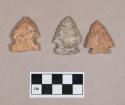 Chipped stone, projectile points, side-notched and corner-notched