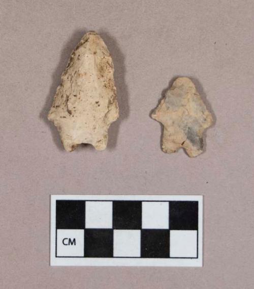 Chipped stone, projectile points, corner-notched, bifurcated base