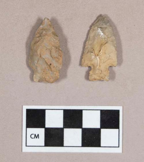 Chipped stone, projectile points, stemmed and corner-notched