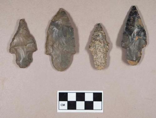 Chipped stone, projectile points, stemmed; drill, corner-notched