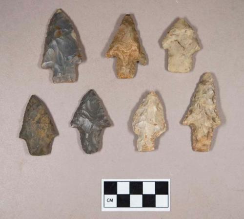 Chipped stone, projectile points, corner-notched and stemmed