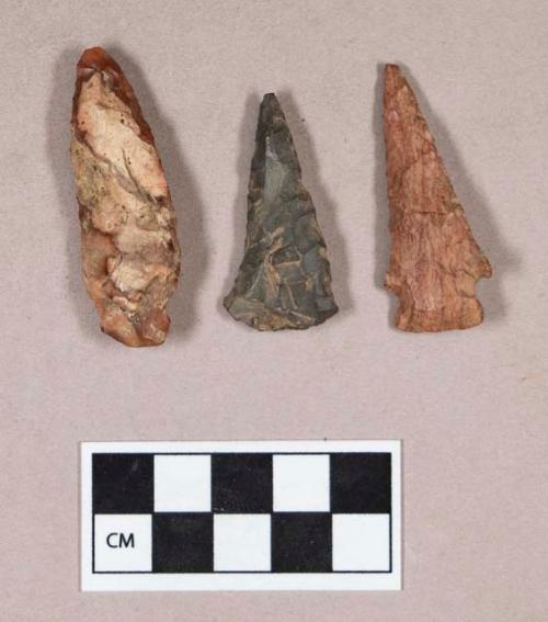 Chipped stone, projectile points, corner-notched, stemmed, and triangular