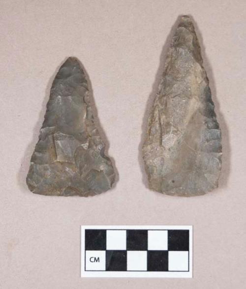 Chipped stone, projectile points, ovate and triangular