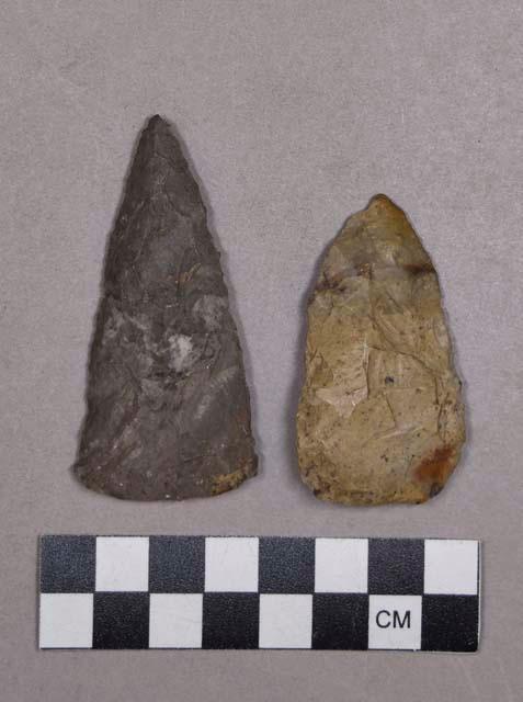 Chipped stone, projectile points, ovate and triangular