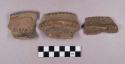 Ceramic, earthenware rim sherds, incised rim and molded features