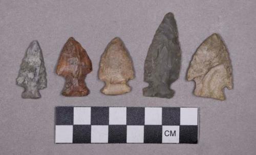 Chipped stone, projectile points, corner-notched, side-notched, and stemmed