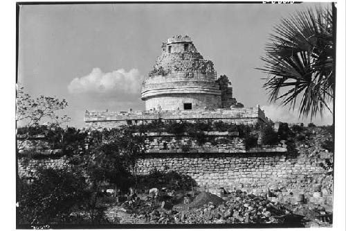 Caracol Tower. S. side repair completed. View from T. of Wall Panels.