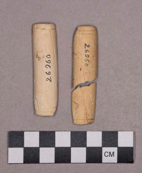 Organic, bone tube fragments, incised, crossmends