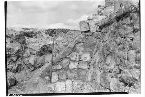 Caracol. W. Annex. Stairway of burial platform.