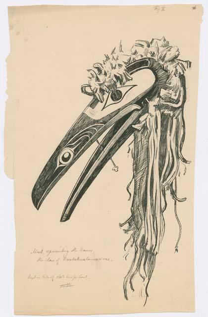 Illustration X, Mask Representing the Rasw, from Franz Boas' report: "The Exhibits from the North Pacific Coast"