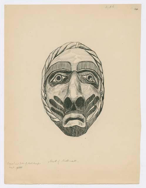 Illustration XII, Mask of Nutlmatl,  from Franz Boas' report: "The Exhibits from the North Pacific Coast"